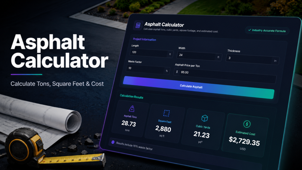 Asphalt Calculator tool for paving cost estimates