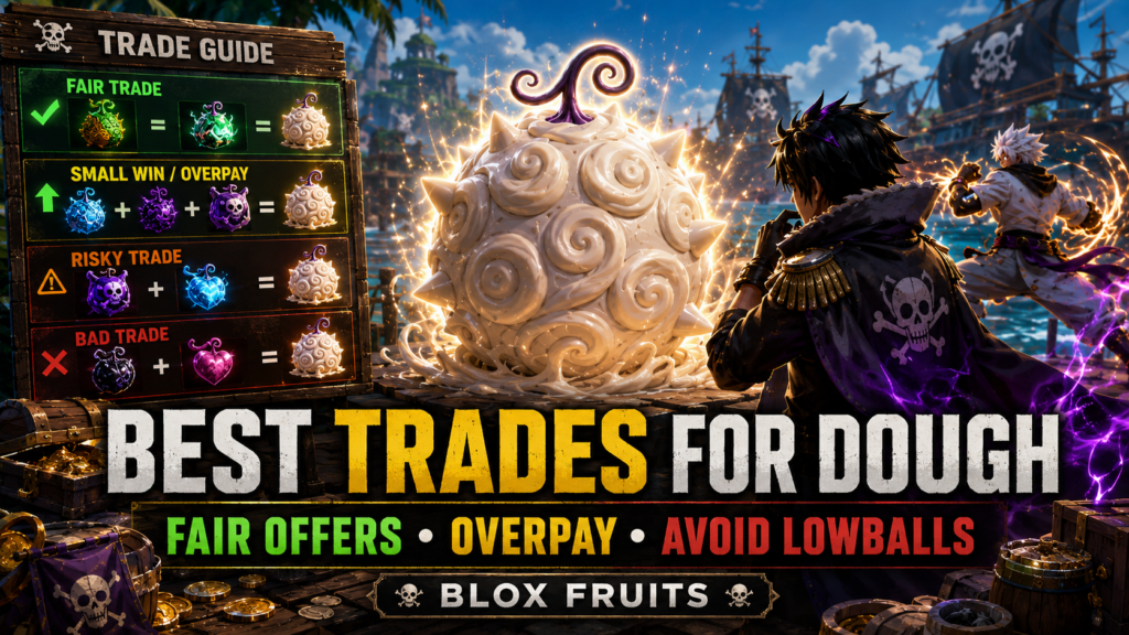 Best trades for dough fruit blox fruits with fair offers, overpay, and lowball trade guide.
