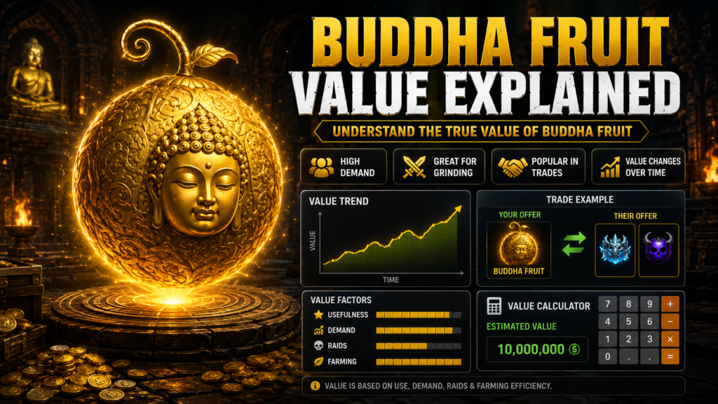 Buddha Fruit Blox Fruits value explained with trading value, demand, and calculator overview