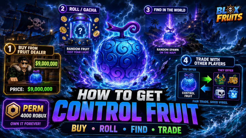 How to get Control Fruit in Blox Fruits by buying, rolling, finding, or trading.