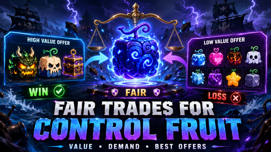 Fair trades for Control Fruit based on value, demand, and best offers.